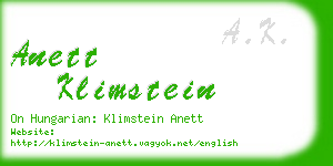 anett klimstein business card